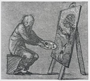 Caricatura autorretrato de Edward Burne Jones